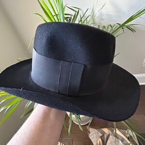 GUCCI Black Wide Brim Fedora Hat 100% Lapin Rabbit Felt Made in Italy - Size XL